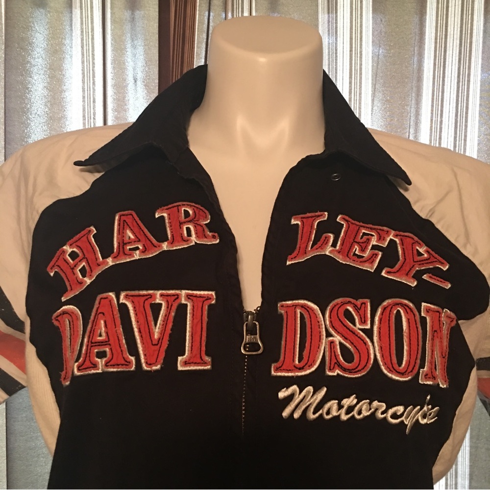 Harley-Davidson Riding Top Retro Look with Zippered front,snap collar 1W